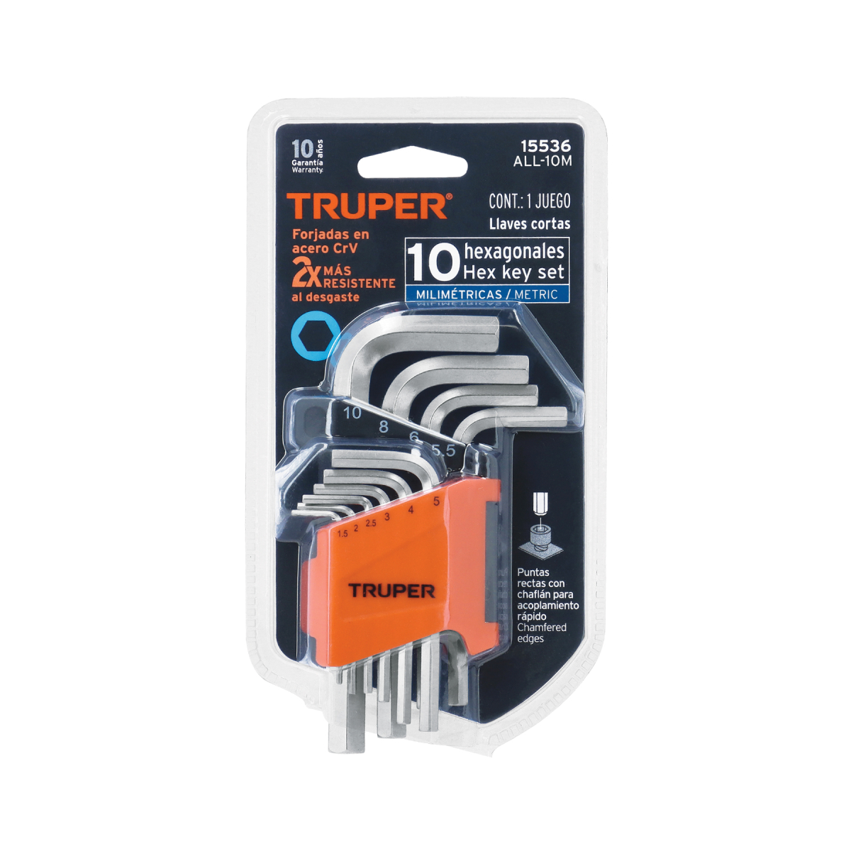 Juego 10 llaves allen mm punta hexagonal con organizador Truper - Imagen 4