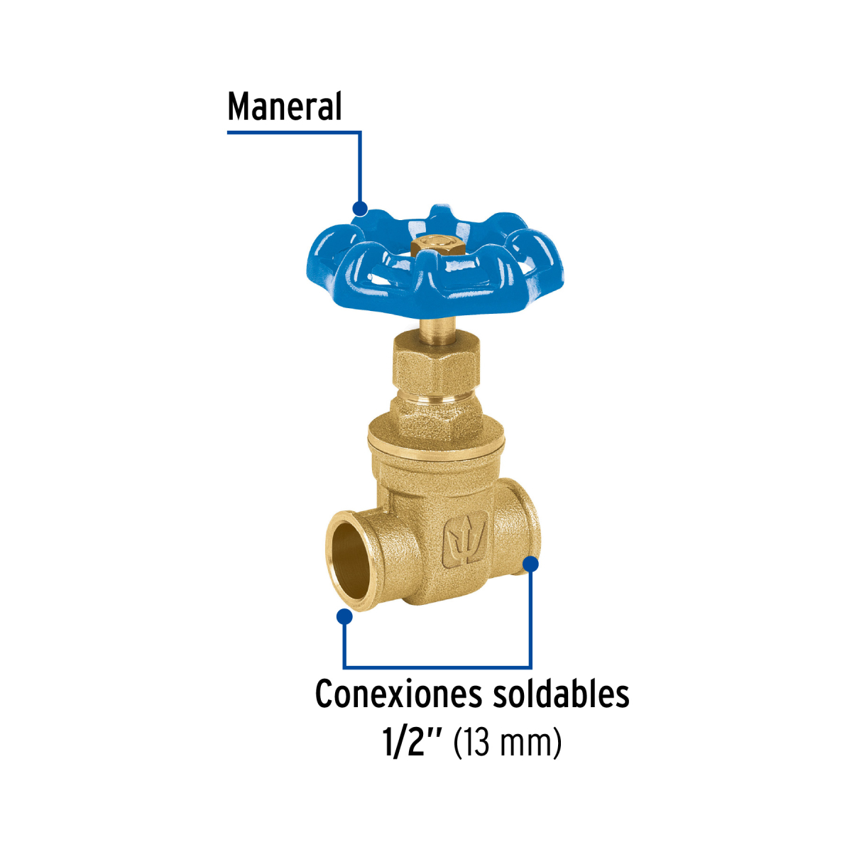 Válvula de compuerta de latón soldable de 1/2", Foset - Imagen 2