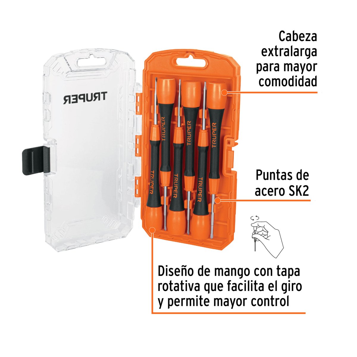 Juego con 6 desarmadores de precisión, Truper - Imagen 2