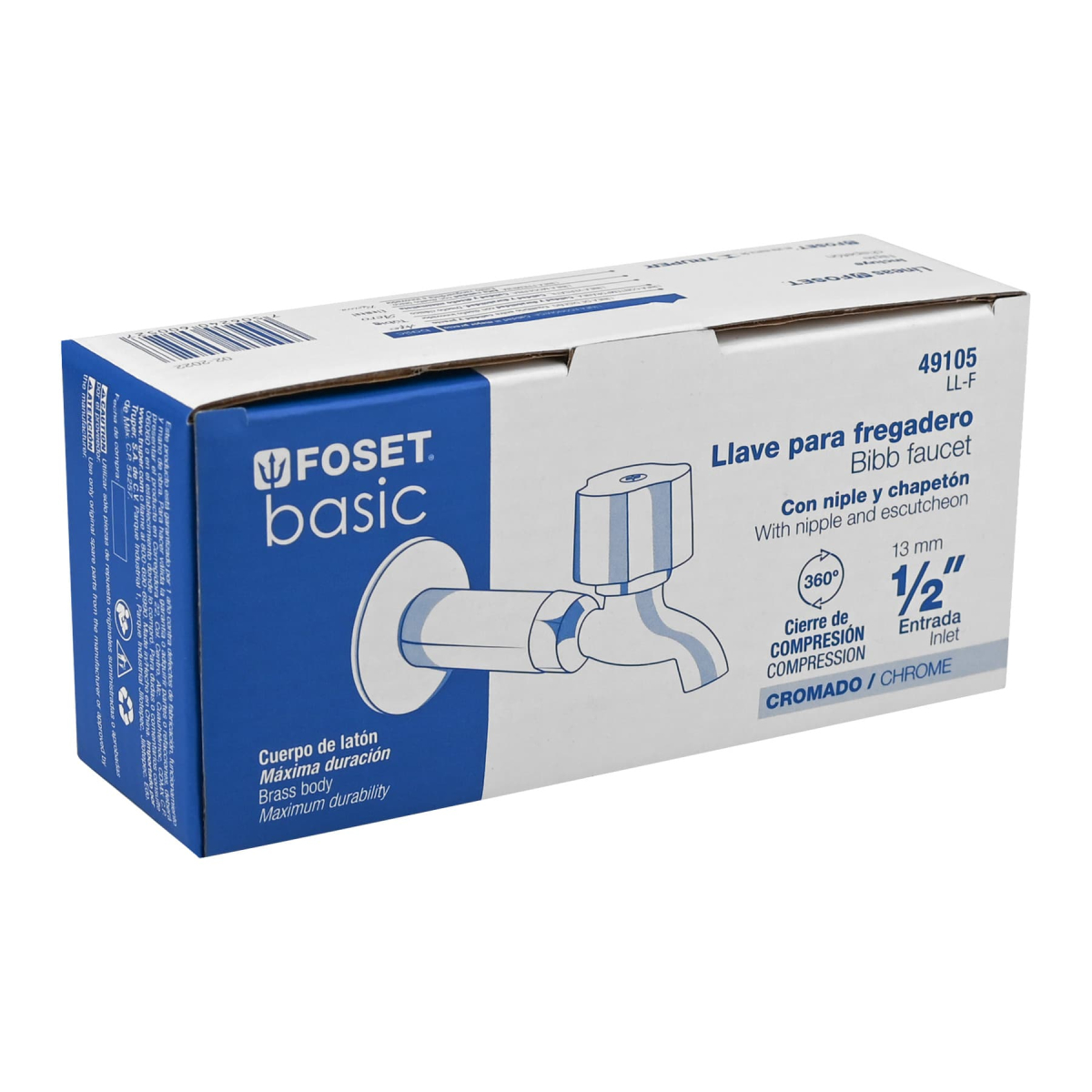 Llave para fregadero con niple y chapetón cromo Foset Basic - Imagen 4