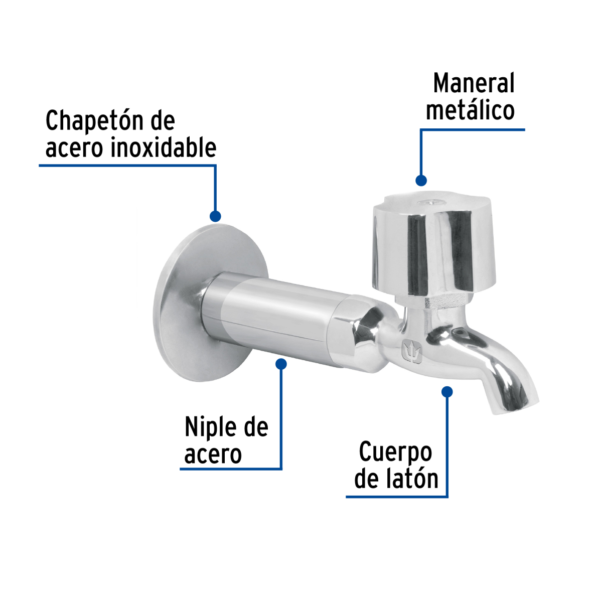 Llave para fregadero con niple y chapetón cromo Foset Basic - Imagen 2