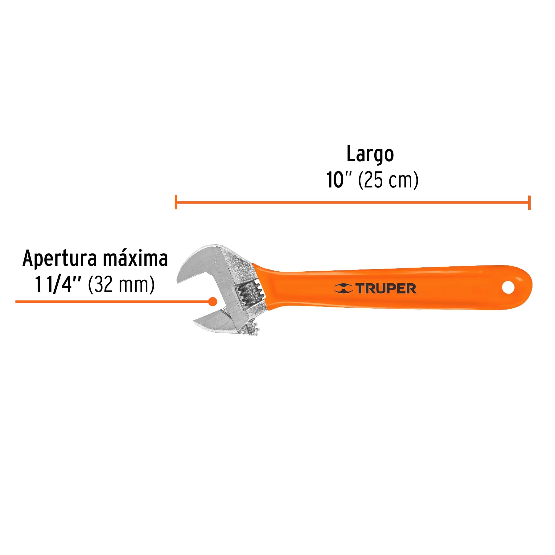 Llave ajustable con grip (perico) Truper 10" - Imagen 2