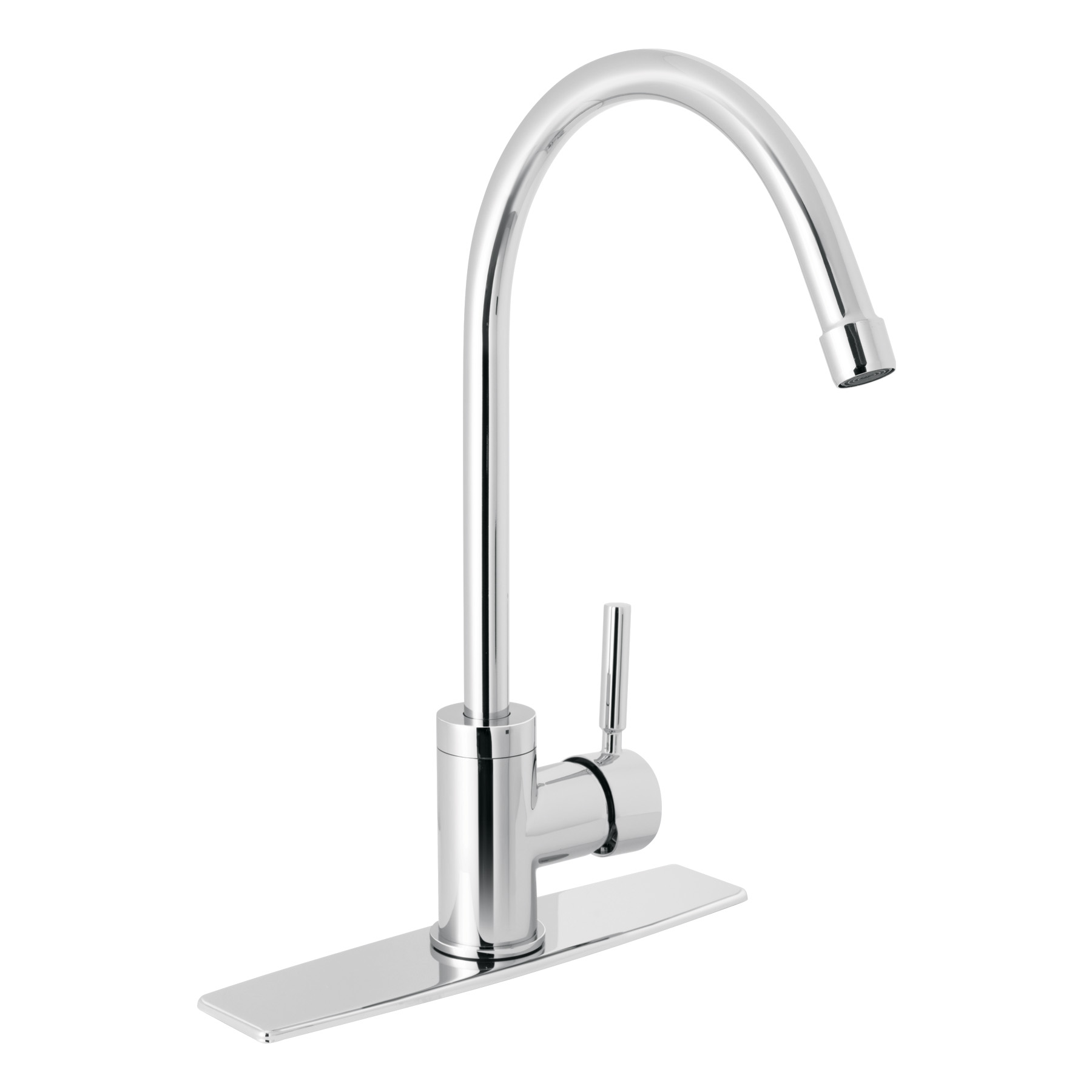 Monomando para fregadero con cuello alto cromo